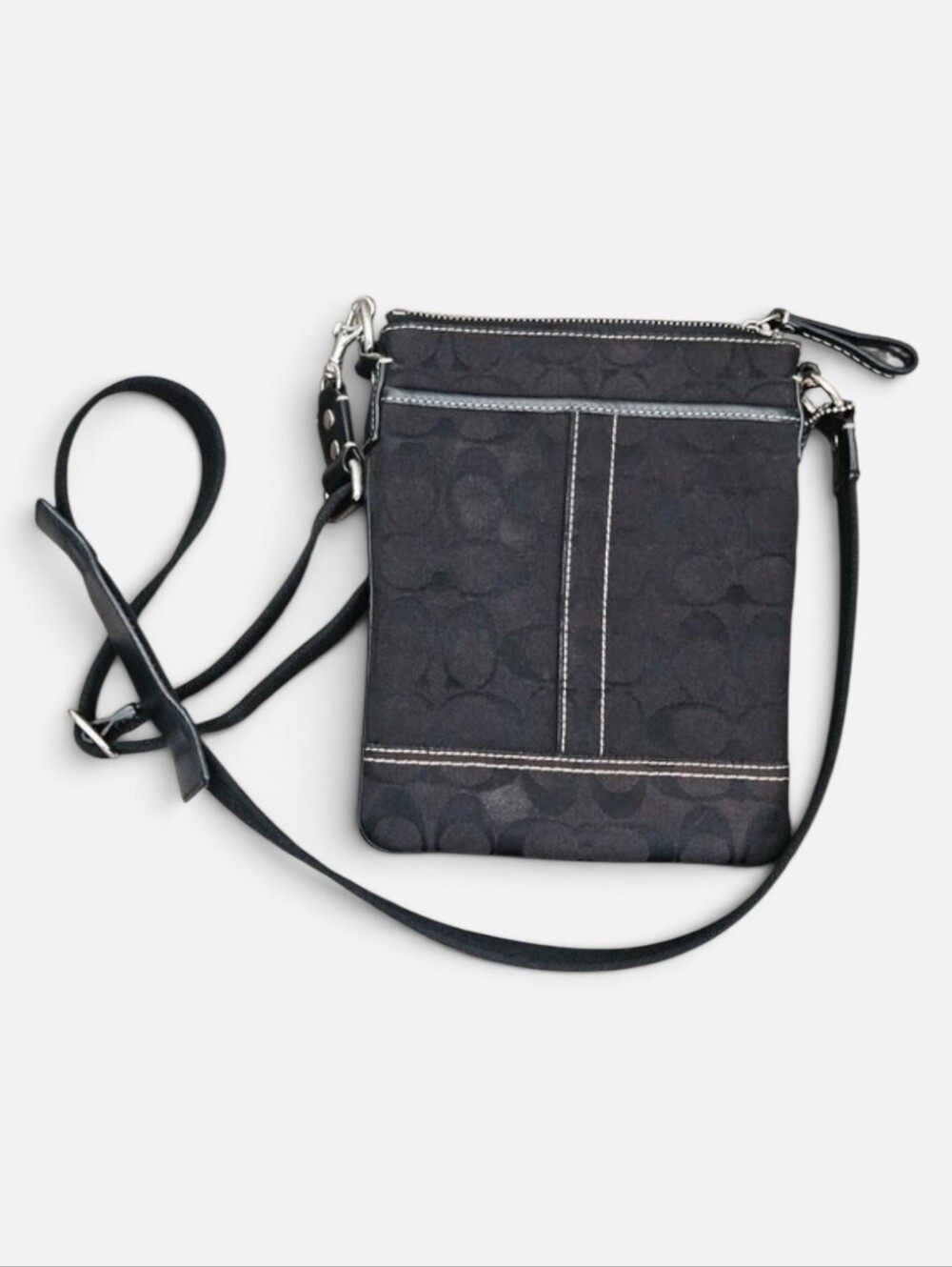 Coach Vintage Signature monogram canvas crossbody bag black silver-tone hardware